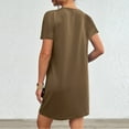 thumbnail image 4 of Ygbgbb Women's Summer Casual Dress Short Sleeve Crewneck Tunic Tops Night Out Solid Mini Dress Lightweight Loungewear Dress with Pockets Brown XL, 4 of 7