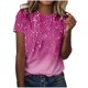 thumbnail image 1 of Camisetas de Manga Corta para Mujeres Moda Impresa Cuello Redondo Camiseta, Lentejuelas Detalle para Primavera Verano Casual Y Fiesta, 1 of 8