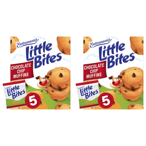 Entenmann's Little Bites Chocolate Chip Mini Muffins Snack Packs, 5 ct pack of 2, Chocolate Chip Mini Muffins, Entenmann's Muffins, Little Bites Muffins, Snack Muffins, Pack of 2