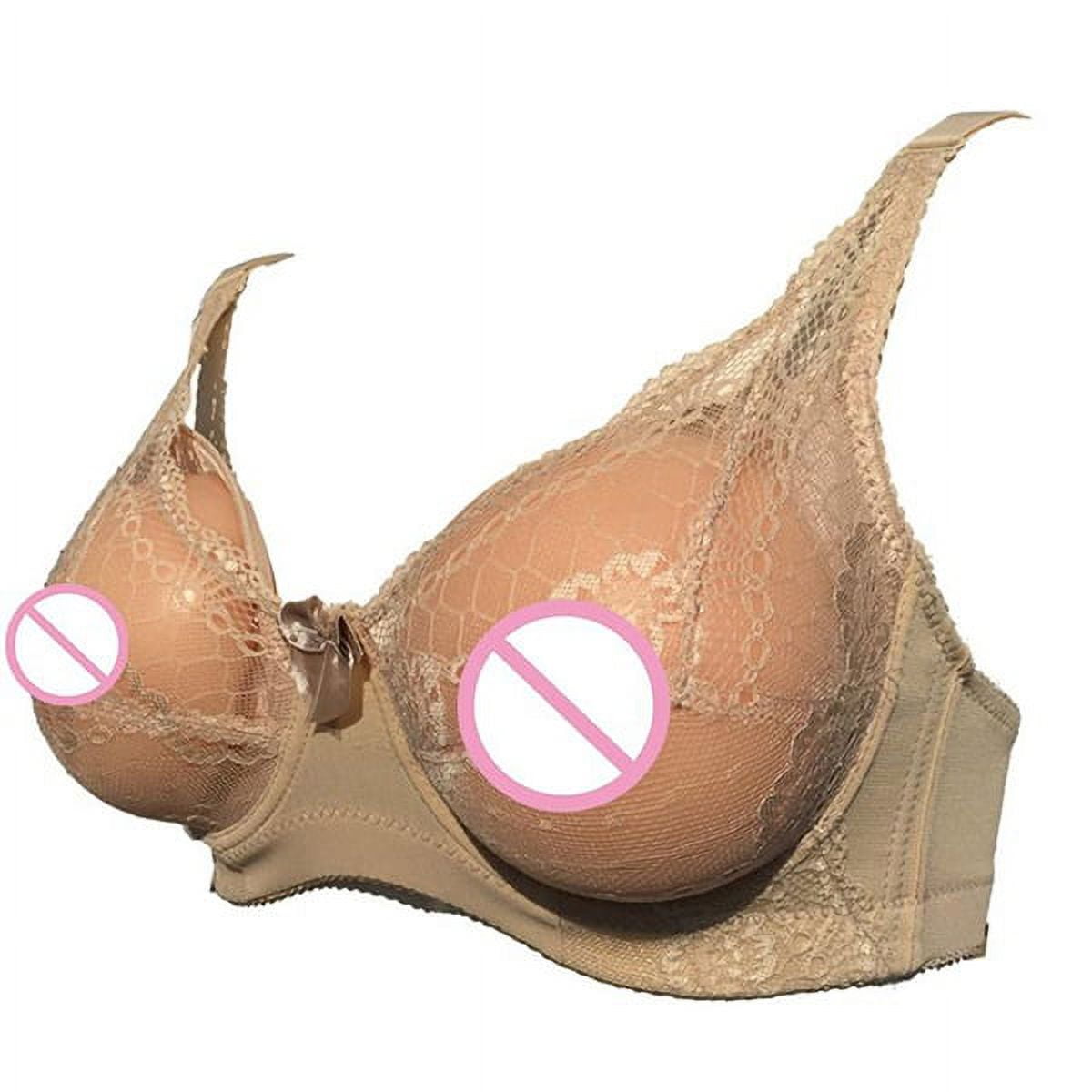 Fake Breast Bra Pocket Bra Silicone Breast Forms Crossdressers Cosplay Prop  90D(Skin Color)