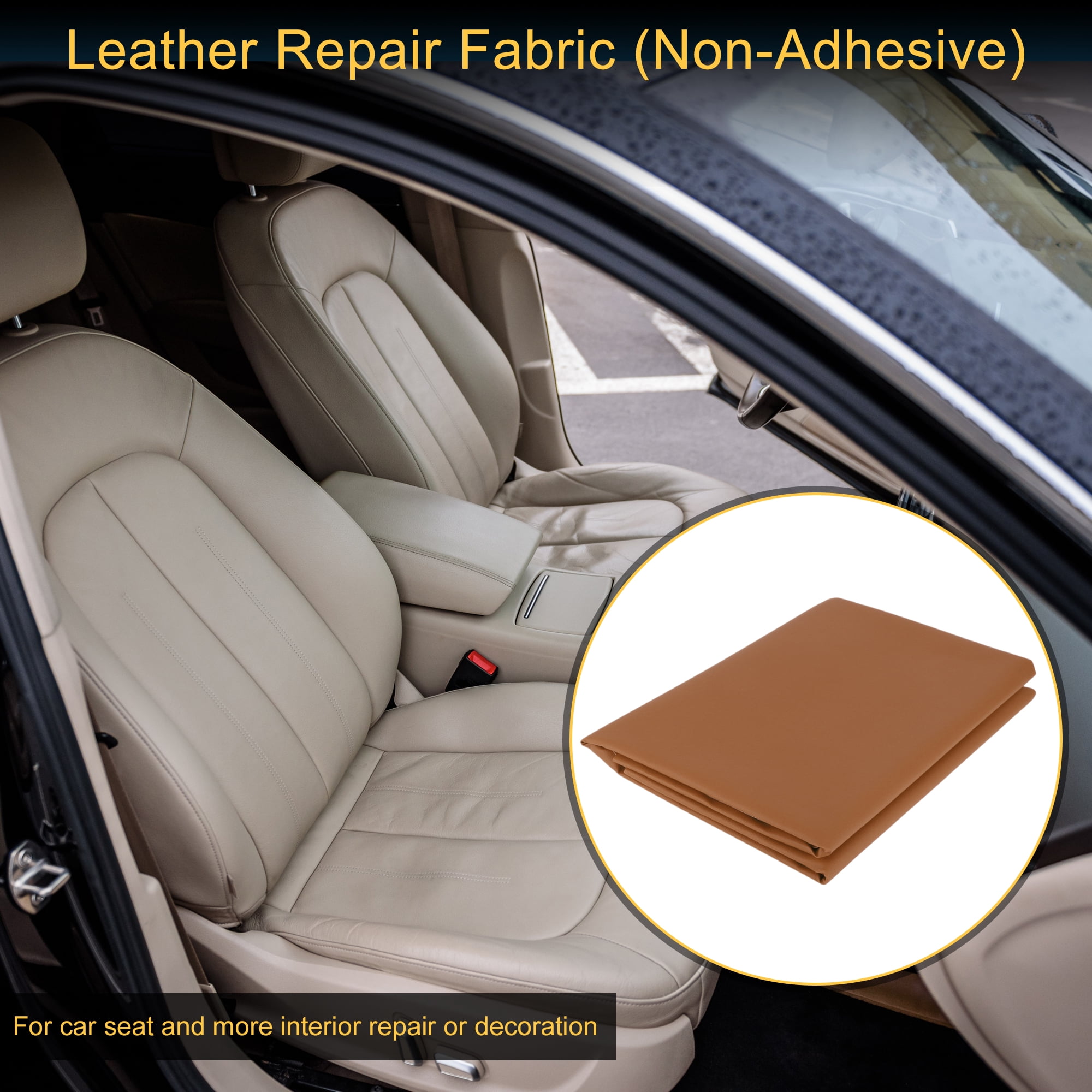 Unique Bargains Leather Fabric Upholstery Leather Repair Patch 182x137cm for Automotive Car Boat Seat Sofa Couches Chair Interior Trim DIY Brown 1 Pc