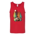thumbnail image 2 of Trippy California Redwoods Forest Fox Silhouette | Mens Fashion Graphic Tank Top, Red, X-Large, 2 of 4