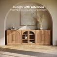 thumbnail image 3 of BELLEZE 3-Piece Modular Sideboard Buffet Set Freely Configurable, 2 Arched Wood Door and 1 Glass Door Display Cabinet, Classic Modern Storage Credenza for Dining Room or Living Room - Camel, 3 of 7