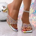 thumbnail image 2 of Women's Heeled Sandals for Women Trendy Square Toe Rhinestone Stiletto Mules Comfortable Glitter Slip On Heels Spring Summer Fashion Plus Size Black Shoes for Women, 2 of 10