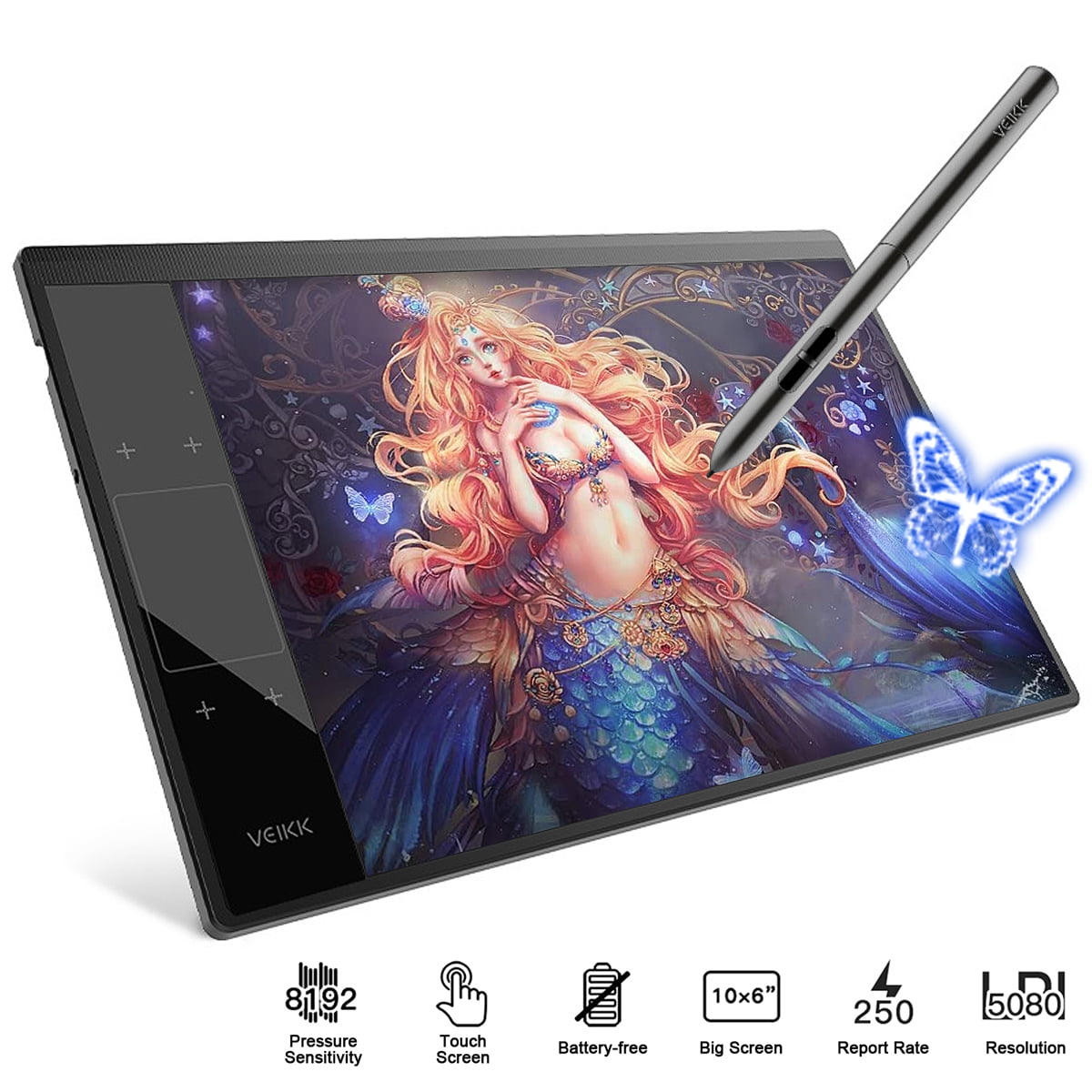 Buy VEIKK 10 x 6 Portable Art Graphic Digital Painting Tablet, Drawing