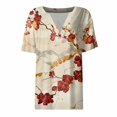 thumbnail image 3 of NAMTYQX Basic Tees for Women Baggy Soft Comfort Plus Size V Neck Short Sleeve Trendy Casual Red Size L, 3 of 5
