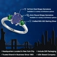 thumbnail image 2 of Gem Stone King 925 Sterling Silver Blue Lapis and Green Nano Emerald Engagement Ring for Women | 2.60 Cttw | Oval 9X7MM | Gemstone Birthstone | Size 8, 2 of 6