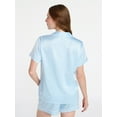 thumbnail image 2 of Joyspun Women’s Bridal Satin Short Sleeve Top and Shorts Pajama Set, Sizes XS-3X, 2 of 7