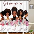 thumbnail image 3 of 4PCS African American Shower Curtain Sets With Rugs, Sexy Black Women Shower Curtain Waterproof Fabric Shower Curtain, Inspirational Quotes Positive Fashion Afro Lady Black Girl Bathroom Decor, 3 of 7