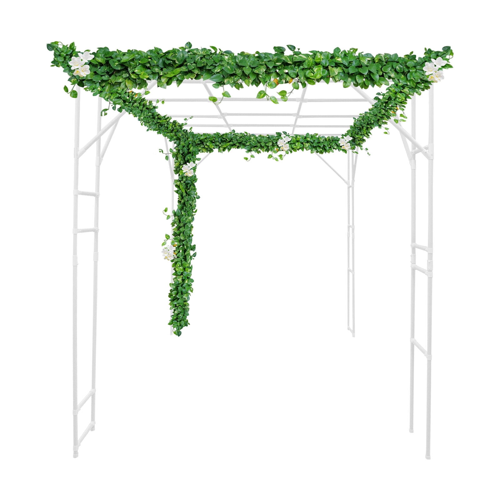 9.8ft White Steel Plant Trellis - Heavy Duty Garden Climbing Stand for Tomatoes, Cucumbers & Vines