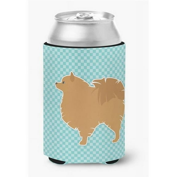 Caroline's Treasures BB3742CC Pomeranian Checkerboard Blue Can or Bottle Hugger, Can Hugger, multicolor