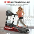 thumbnail image 3 of Winfita Treadmill with 15 Levels Auto Incline, 4HP 300LBS Capacity Electric Treadmill for Home Portable, 0.6-10MPH Speed, Bluetooth & Pulse Monitor, Hydraulic Folding, Long Stride, 3 of 11