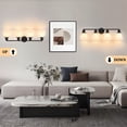 thumbnail image 3 of KAISITE Bathroom Vanity Light Fixtures 4 Lights Modern Bathroom Lighting Fixtures over Mirror with Frosted Milky Glass Shade Black Wall Sconce for Bath Bedroom, 3 of 9