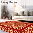 thumbnail image 2 of ODIKA 4x6 Machine Washable Non-Slip Area Rug, Elegant Swirl Radiant Spiral Luxurious Aesthetic Decoration High Traffic Rug, Red, 613425, 2 of 7