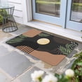 thumbnail image 2 of Boho Black Doormat Outdoor Entrance 18"x30", Brown Modern Stripes Moon Abstract Leaf Absorb Moisture Dirt Door Mats, Non-Slip Rubber Backing Floor Mats Indoor, Low-Profile Front Door Rugs, 2 of 9