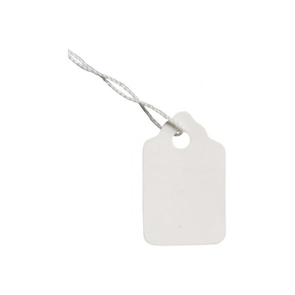 SSWBasics #1 Strung White Merchandise Price Tags - 5/8"W x 31/32"H - Pack of 1000