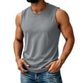 thumbnail image 3 of Wiyuqeen Mens Solid Sleeveless Crew Neck Ice Silk Tank Top Stretch Quick Dry Athletic Undershirt Outdoor Sports Active Fit, 3 of 10