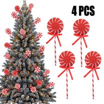 KOYPTL 4 Pcs Lollipop Christmas Ornament Set,Red White Foam Lollipop Spray for Christmas Tree Lollipop Shape Candy Ornament Festive Decoration for School Bedroom Home Christmas Winter Holiday