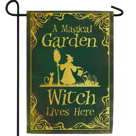 America Forever Halloween Witch Garden Flag Double Sided Vertical 12.5 x 18 inches Holiday Flag Fall Season Outdoor Decorative Flag Garden Flag Witch