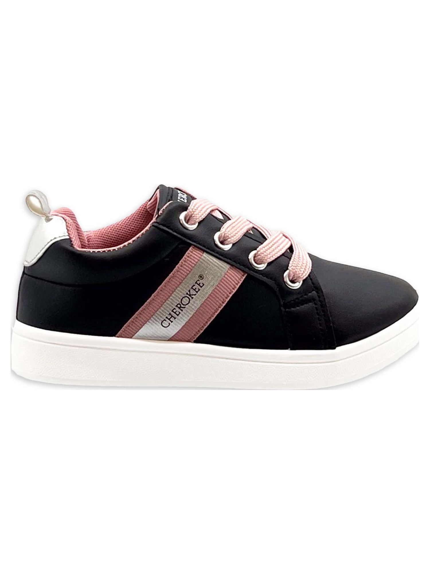 Cherokee Girls’ Casual Low Top Denim Fashion Lace-Up Sneakers, Sizes 11-3