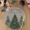 thumbnail image 3 of Grey Christmas Tree Round Placemats Set of 6, Braided Polypropylene Place Mats, Green Xmas Tree Snowflake Washable Table Mats for Kitchen Dinner Holiday Wedding Party Coffee Table Decoration 15", 3 of 9