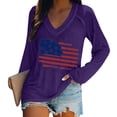thumbnail image 4 of Tittly T Shirts for Women Graphic Tees Women's Fashionable And Casual V Neck Retro Printed Long Sleeve Top T Shirt Tshirts Shirts Spring Tops for Women Purple 5XL, 4 of 5
