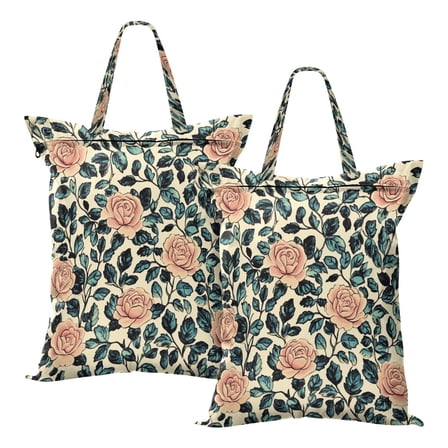 Wobogo Light Pink Vintage Rose Travel Laundry Bag Dirty Clothes Organizer Top Handle Strap Design Suitable for Beach Camping Dormitory Bathrooms