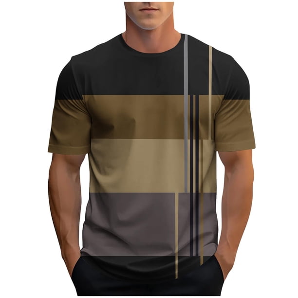 Camisetas de Manga Larga para Hombres, Camiseta Deportiva de Impresión Casual de Nueva Moda, Blusa de Cuello Redondo de Manga Corta