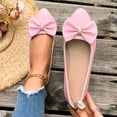 thumbnail image 2 of hoksml Women's Rhinestone Bow Ballet Flats, Round Toe Soft Leather Slip On Casual Walking Flat Shoes, 2 of 9