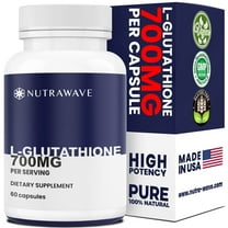 Nutra Wave L-Glutathione 700 mg Capsules, Unflavored, Antioxidant and Detox Support, Skin and Immune Health, Vegan, Non-GMO, 60 Count