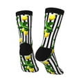 thumbnail image 5 of Uemuo Lemons on Striped Pattern Women's Crew Socks, Soft Durable Breathable Moisture-Wicking with Odor Control Cotton socks, 5 of 9