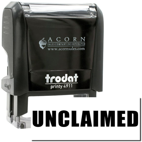 Self-Inking Unclaimed Stamp, Trodat Printy 4911, Press and Print Stamping, Impression Size 5/8" x 1-1/2", Up to 10,000 Impressions - Black Ink