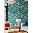 thumbnail image 2 of ohpopsi Calix Turquoise Twisted Geo Wallpaper, 19.7-in by 33-ft, 54.18 sq. ft., 2 of 3