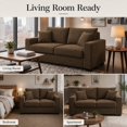 thumbnail image 6 of 69" 2 Seater Loveseat Sofa, Chenille Comfy Upholstered Small Couch with 2 Throw Pillows for Living Room, Apartment, Office (Coffee), 6 of 9