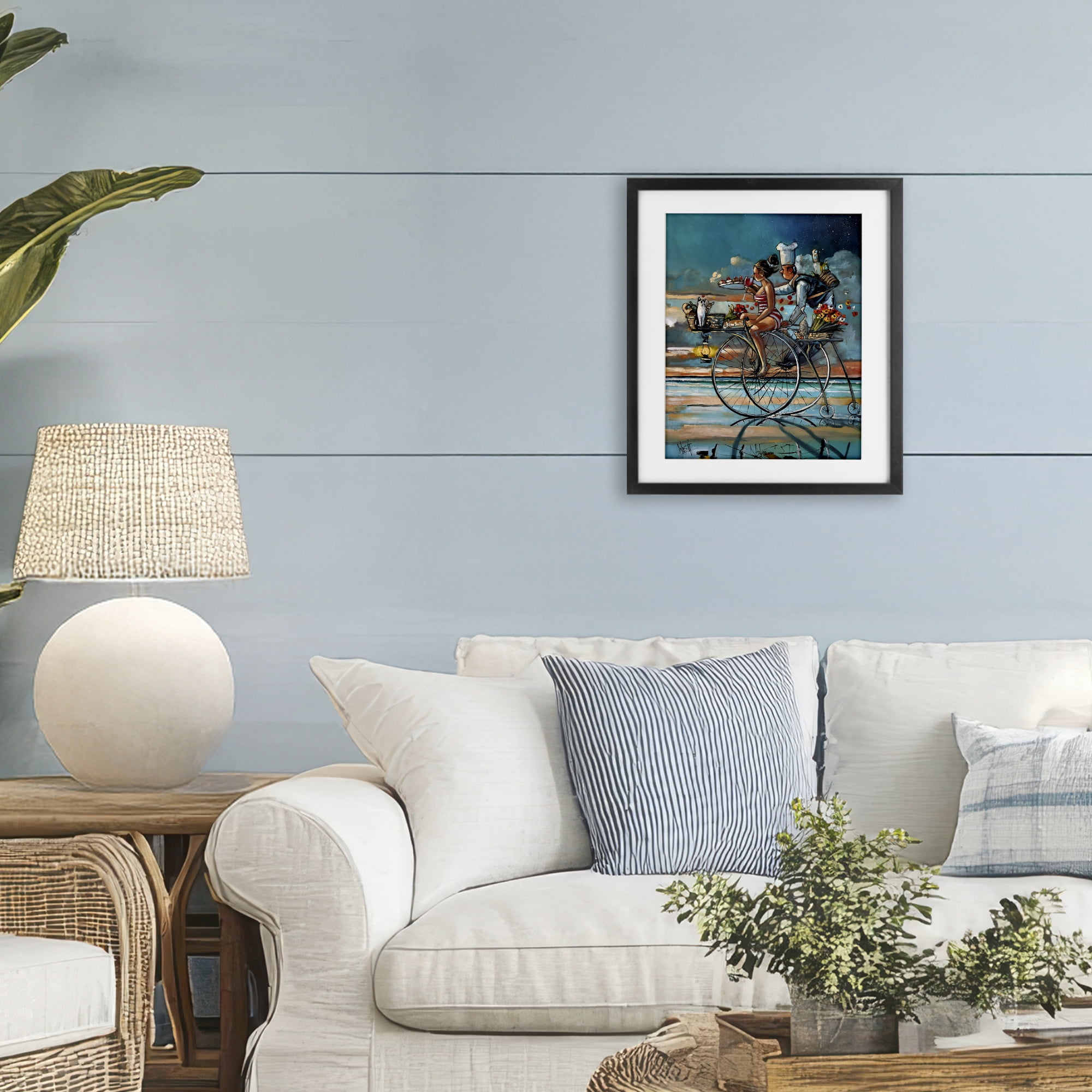 Stupell Industries Zaan's Dream Seaside Bicycle Ride Black Framed Print Under Glass, design by Ronald West