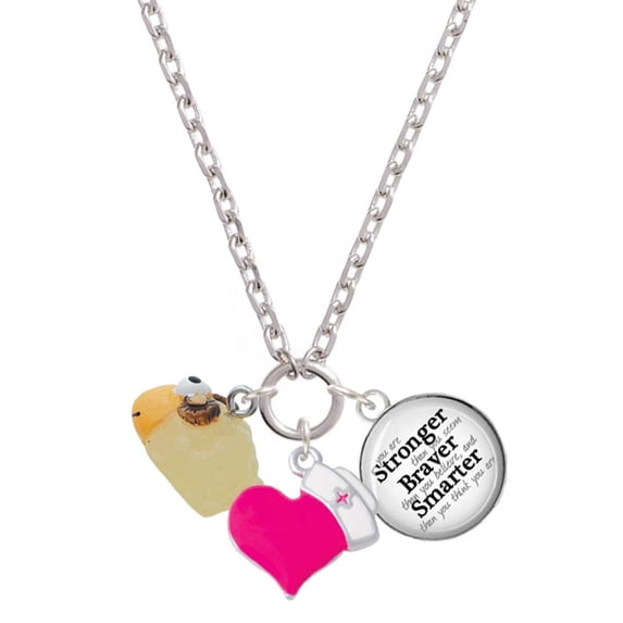 Delight Jewelry Resin Ram - Hot Pink Heart Nurse Strong Zoe Necklace