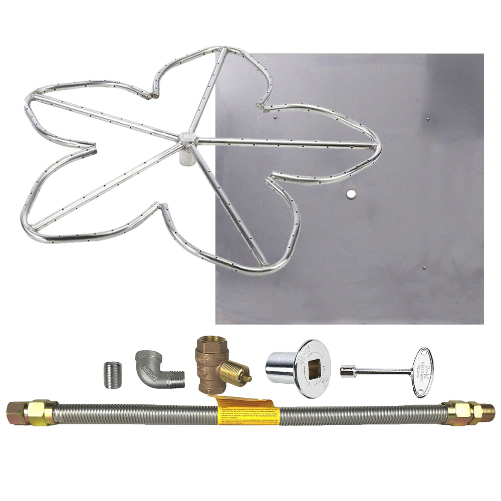 Spotix Penta HPC Fire Pit Burner Kit, 18" Burner, 24" Square Flat Pan