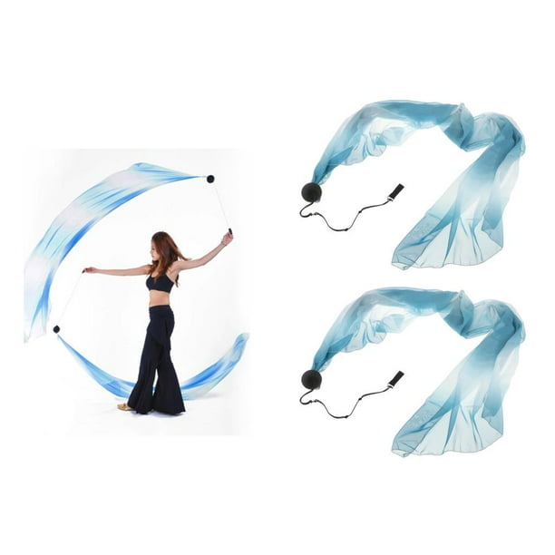 1 par poliéster velo Poi Throw Balls Streamer Traje de danza del vientre 2 Hugo disfraz de danza del vientre para mujer