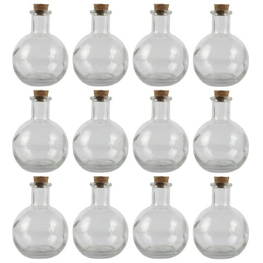 Round Glass Bottle with Cork by Ashland - Decorative Jar for Weddings, Parties, Home Décor, Arts & Crafts, Bulk 12 Pack