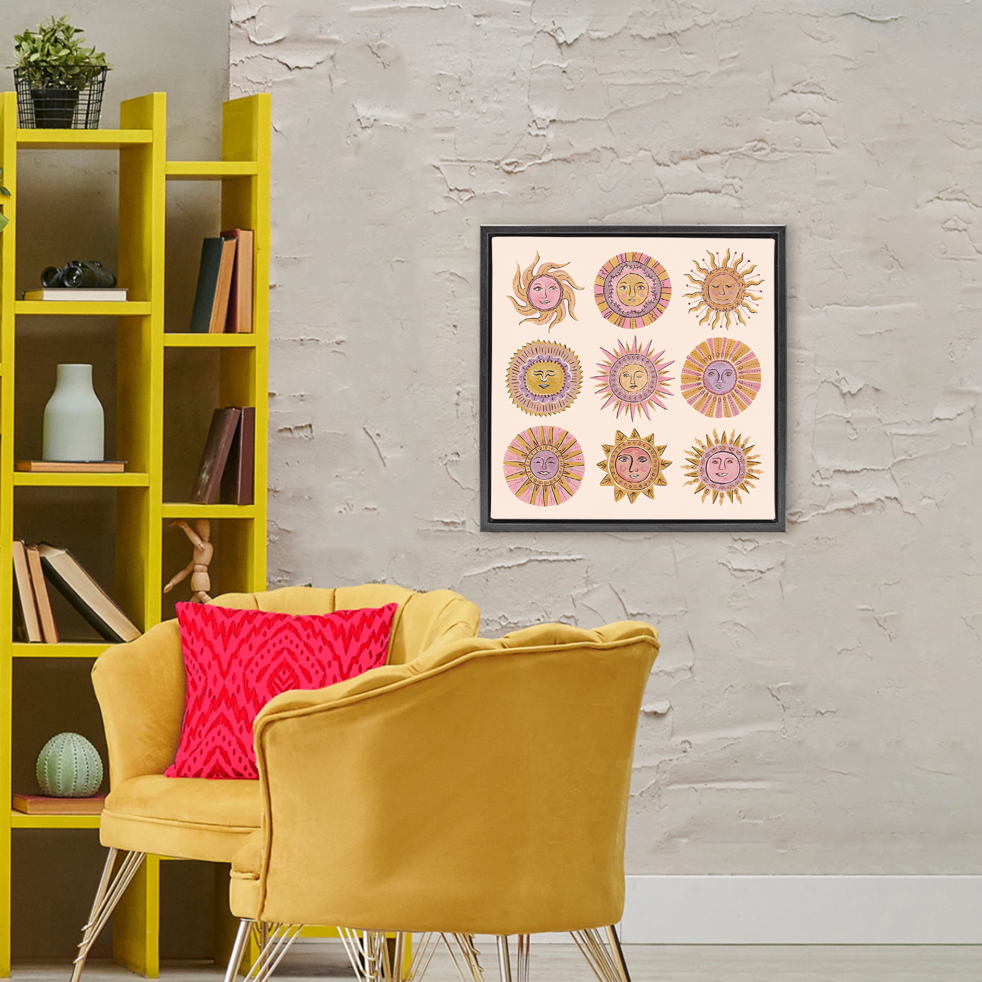 Stupell Industries Boho Solar Faces Black Framed Floater Canvas Wall Art, design by Two If By Sea Studios