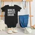 thumbnail image 3 of Worlds Okayest Cousin Family Relative Romper Boys or Girls Infant Baby Brisco Brands NB, 3 of 6
