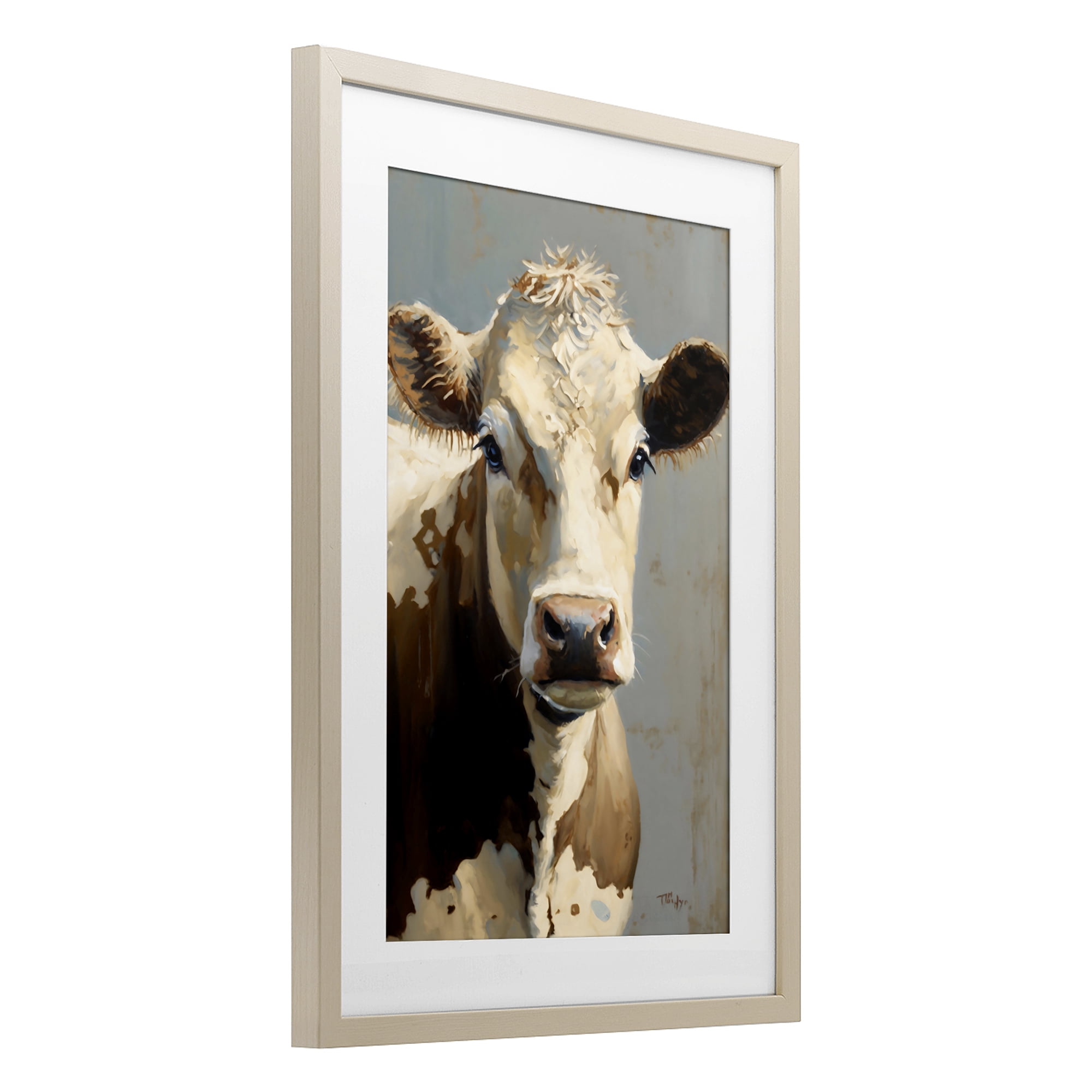 Stupell Industries Farmhouse Cow with Gentle Gaze Birch Framed Print Under Glass, design by Creative Studio