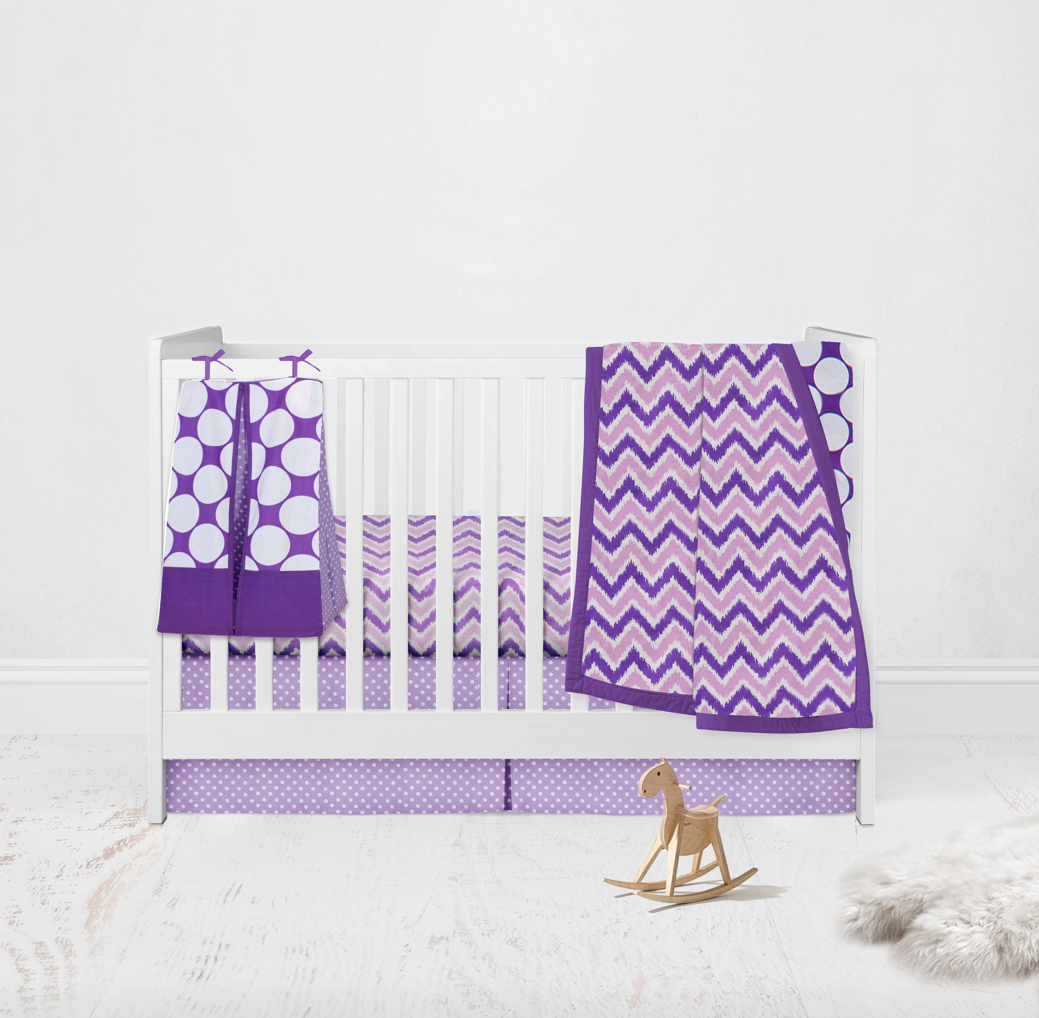 Bacati - Mix N Match Ikat Chevron/Dots Lilac Purple Musical Baby Crib Mobile