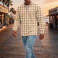 thumbnail image 5 of Men's Plaid Waffle Knit Sweatshirt Quarter Zip Pullover Stand Collar Long Sleeve Loose Fit Casual Sweatshirt For Fall Winter Daily Wear, L, 5 of 7