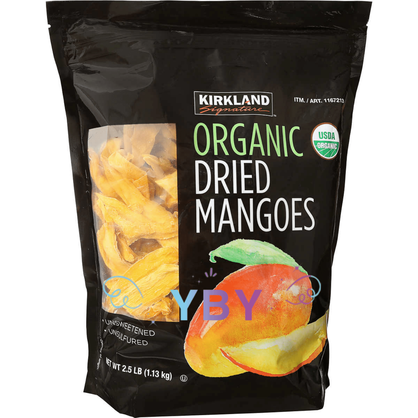 2 Packs Kirkland Signature Organic Dried Mangoes 40 OZ Each Pack, Total 5 lbs