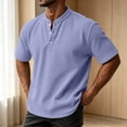 thumbnail image 5 of akafmk Mens Waffle Shirts Short Sleeve Crewneck T-shirts Button Front Sporty Daily Wear Summer Casual Shirts, Size 3XL, 5 of 8