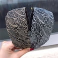 thumbnail image 3 of Vintage Korean Non-slip Floral Printed Toothed Flower Lace Head Hoop Broadside Headband Hair Accessories Embroidery Hair Bands GOLD STAR, 3 of 8