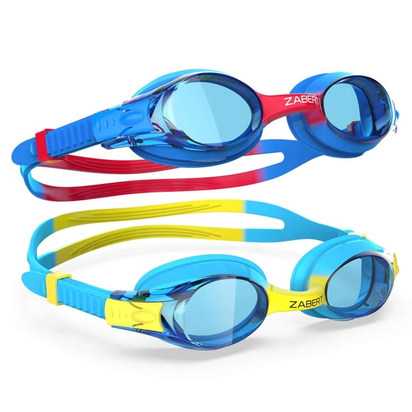Gafas de natación ZABERT K20 para niños de 4 a 14 años con protección UV, paquete de 2
