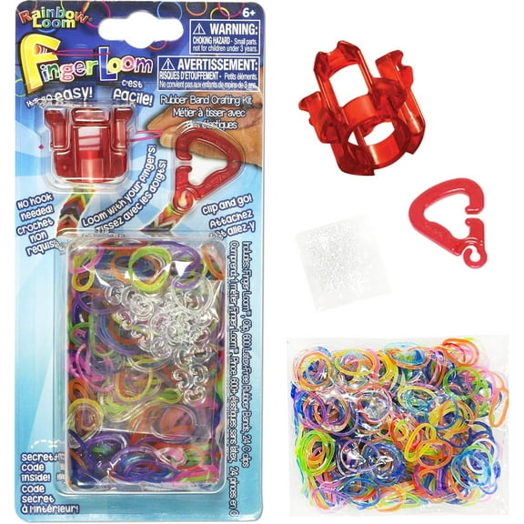 Rainbow Loom Finger Loom Rubber Band Crafting Kit [Red] Art and Craft Kit