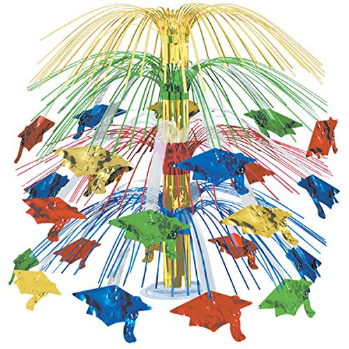 Beistle 18" Graduate Cap Cascade Centerpiece; Multicolor 3/Pack 50552-MC
